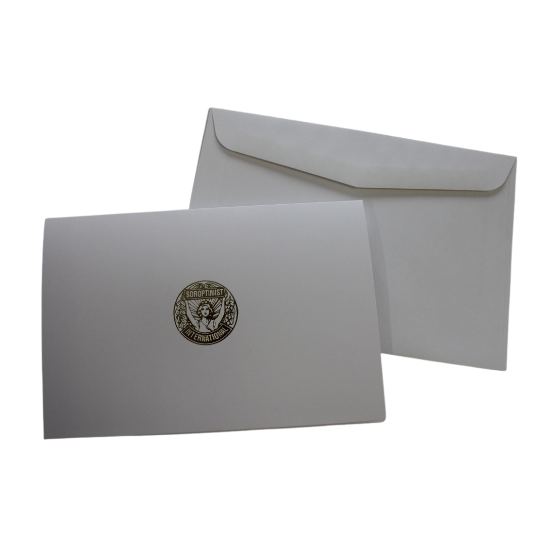 SALE Discontinued Stock - Gold Emblem Note Cards & Envelopes